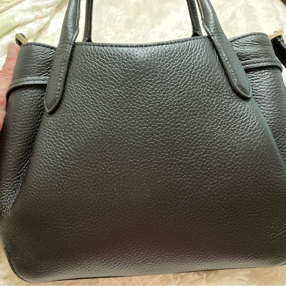 kate spade Black Pebbled Leather Satchel with Gold Logo